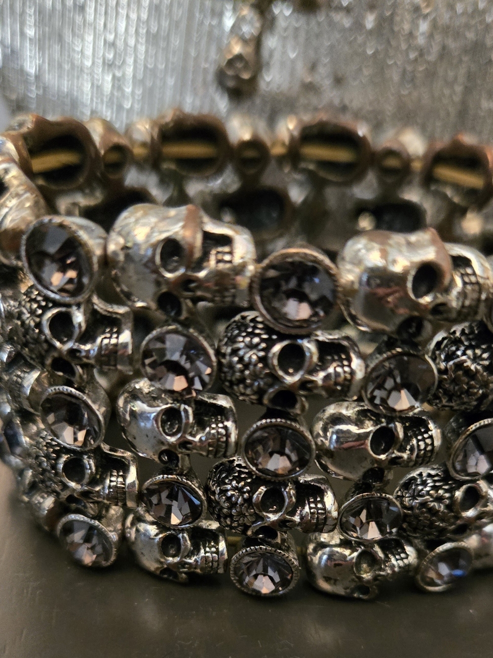 Statement Silver Skull Bib Necklace - Women's Jewelry - Picture 3 of 5
